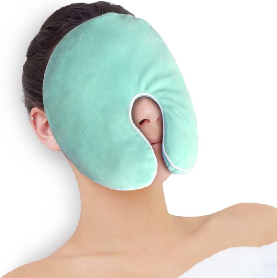 NEWGO Face Heating Pad Sinus Relief Mask, Moist Heat Face Mask Microwavable, Warm Compress for Sinus Pressure Relief, Migraine, Tension Headache Relief - Purple