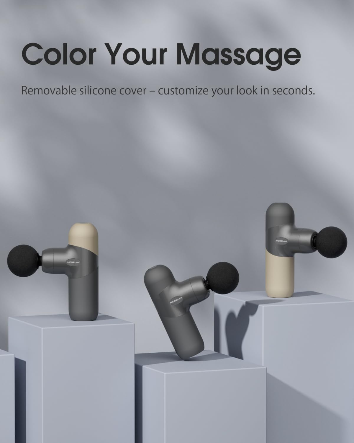 Morelax Mini Massage Gun, Percussion Muscle Massager for Back Pain Relief, Compact Sports Travel Massage Gun with 6 Massage Heads 4 Speeds, Gift for Her, Home, Athletes