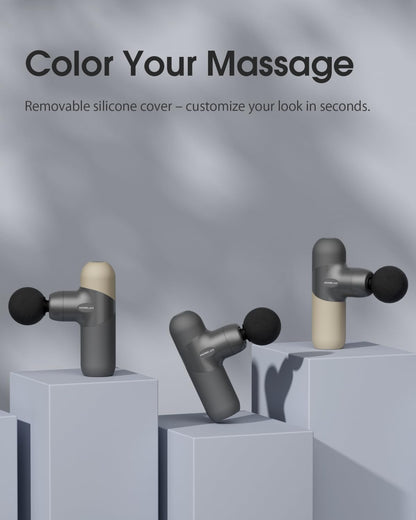 Morelax Mini Massage Gun, Percussion Muscle Massager for Back Pain Relief, Compact Sports Travel Massage Gun with 6 Massage Heads 4 Speeds, Gift for Her, Home, Athletes