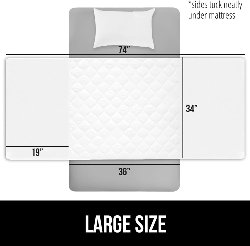 GORILLA GRIP Washable Underpads, Waterproof Reusable Heavy Absorbency Incontinence Bed Pads, Leak Proof Toddler Mattress Pad, 52x34 Slip Resistant Protector for Bedwetting, Adults and Kids, White