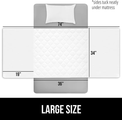 GORILLA GRIP Washable Underpads, Waterproof Reusable Heavy Absorbency Incontinence Bed Pads, Leak Proof Toddler Mattress Pad, 52x34 Slip Resistant Protector for Bedwetting, Adults and Kids, White