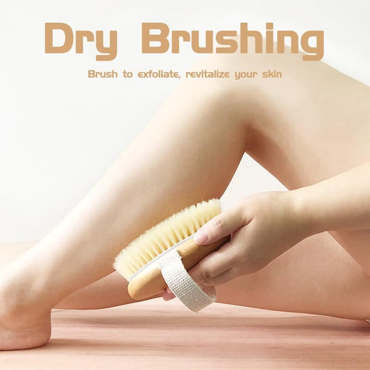 Bamboo Dry Body Brush Shower Exfoliating Bath Brushes Body Scrubber