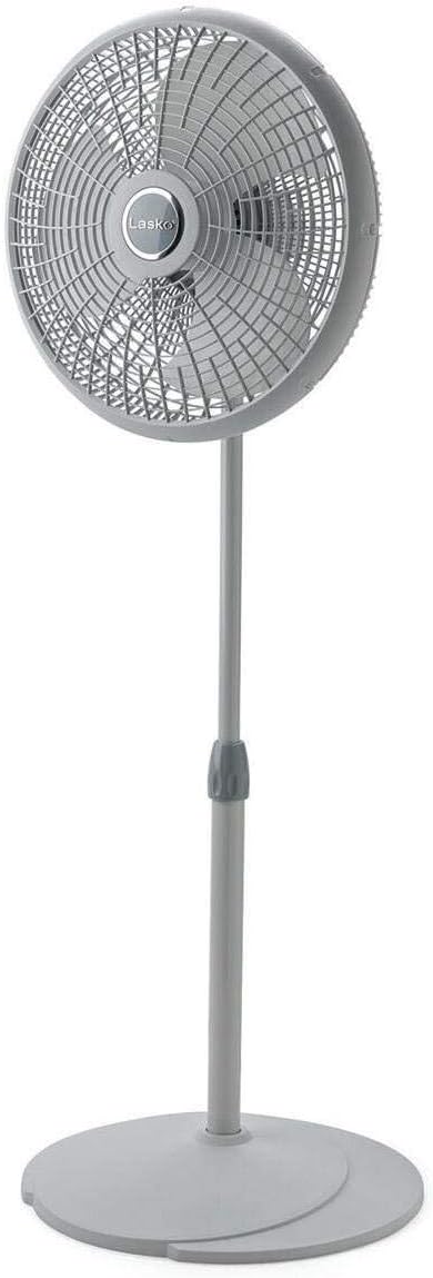 Lasko Oscillating Adjustable Pedestal Stand Fan with Timer and Remote for Indoor, Bedroom, Living Room, Home Office & College Dorm Use, 16 Inch, White, 1646