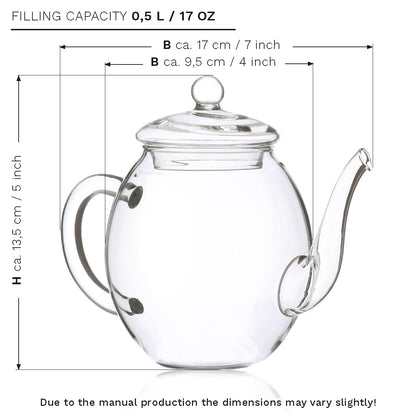 Creano Blooming Tea Gift Set with Glass Teapot 17oz (500ml) - Green Tea Fruity Flavoured Tea Flowers in 6 Varieties - Flowering Tea Gift for Easter