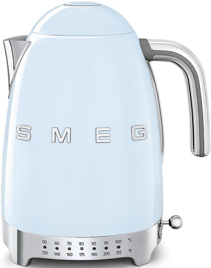 SMEG Variable Temperature Electric Kettle 1.7L (7 Cup), Stainless Steel Tea & Coffee Kettle, Fast Boil, Adjustable Temp 122°F–212°F, Keep Warm, Auto Shut-Off, 360° Base, Retro Style-Black