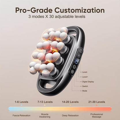 16 Head Massage Gun Deep Tissue - 2026 Upgrade 16-Drive Back Muscle Massager with 3 Modes & 30 Intensities, Portable Quiet Percussion Massager for Legs, Waist, Back, Neck, Buttocks Muscles Pain Relief