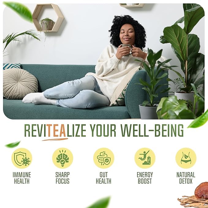 ReviTEAlize Mushroom Matcha Powder, Ceremonial Grade Matcha Powder 30 Svgs