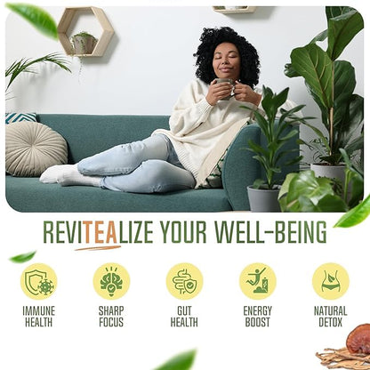 ReviTEAlize Mushroom Matcha Powder, Ceremonial Grade Matcha Powder 30 Svgs