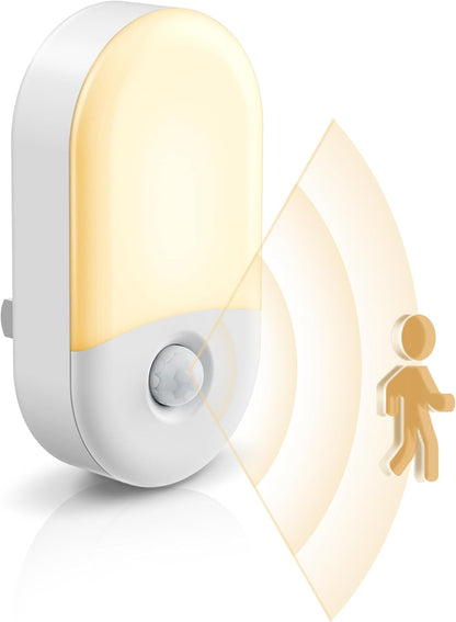 L LOHAS LED Amber Night Light, 2 Pack, Night Lights Plug into Wall Motion Sensor, 0.6W 2000K, LED Nightlights, 30/60LM Adjustable Brightness, Automatic Low Blue Nightlight for Kids, Bathroom, Hallway