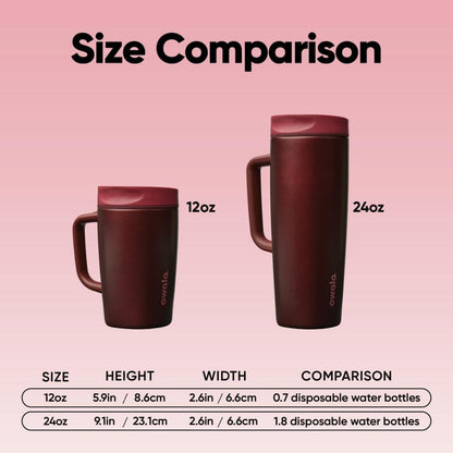 Owala SmoothSip Slider Insulated Stainless Steel Coffee Tumbler, Reusable Iced Coffee Cup, Hot Coffee Travel Mug, BPA Free 12 oz, Pink (Pucker Up)