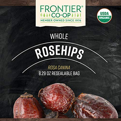 Frontier Co-op Organic Seedless Rosehips, 8.29 oz | Dried Rose Hips for Rosehip Tea Organic, Powder, Oil and More | 8.29 Ounces (235 Grams)