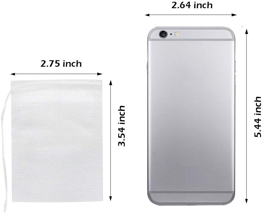 300Pcs Disposable Tea Bags for Loose Leaf Tea, Empty Tea Bags for Loose Tea, 100% Natural Wood Pulp Paper Material, Unbleached Tea Filter Bags with Drawstring