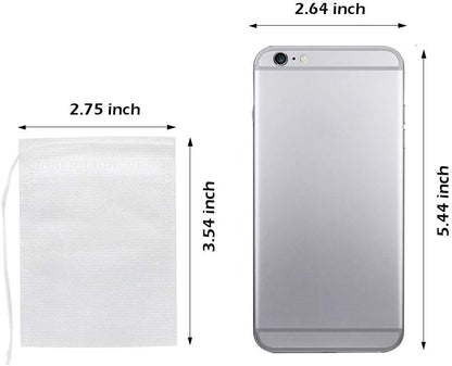 300Pcs Disposable Tea Bags for Loose Leaf Tea, Empty Tea Bags for Loose Tea, 100% Natural Wood Pulp Paper Material, Unbleached Tea Filter Bags with Drawstring