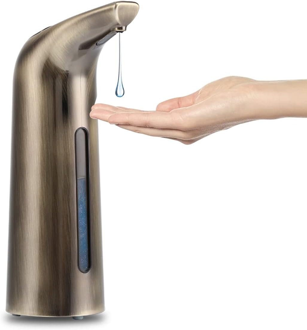 Automatic Soap Dispenser Touchless,400ml Touchless Liquid Soap Dispenser,Hands-Free Dish Soap Dispenser, IPX6 Waterproof Sensor, Auto Liquid Soap Dispenser for Bathroom Kitchen Hotel (Brown)