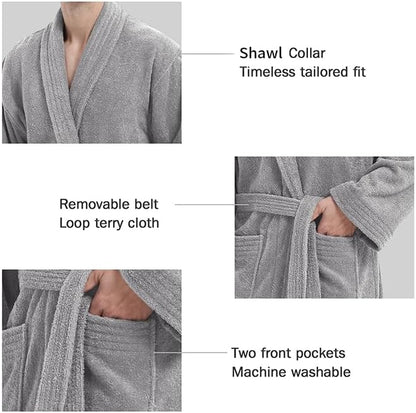 Ramesses Bathrobe Mens,Premium Thick Terry Cloth Bathrobe,Towel Bath robe Long–Staple Combed Men's Cotton Robe
