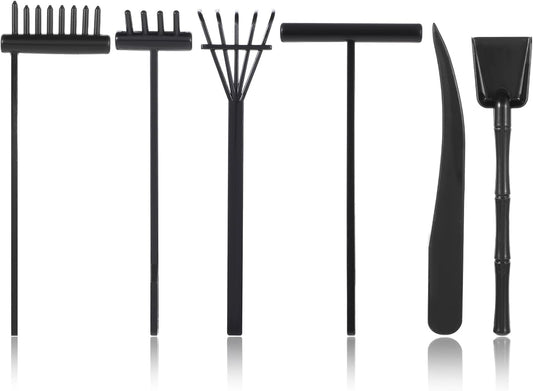 JJUNW Mini Zen Garden Kit, 6 Pcs Zen Garden Rake Tools Sand Casting Kit, Sand Zen Garden, Meditation Accessories for Home Office Desk Garden Decor