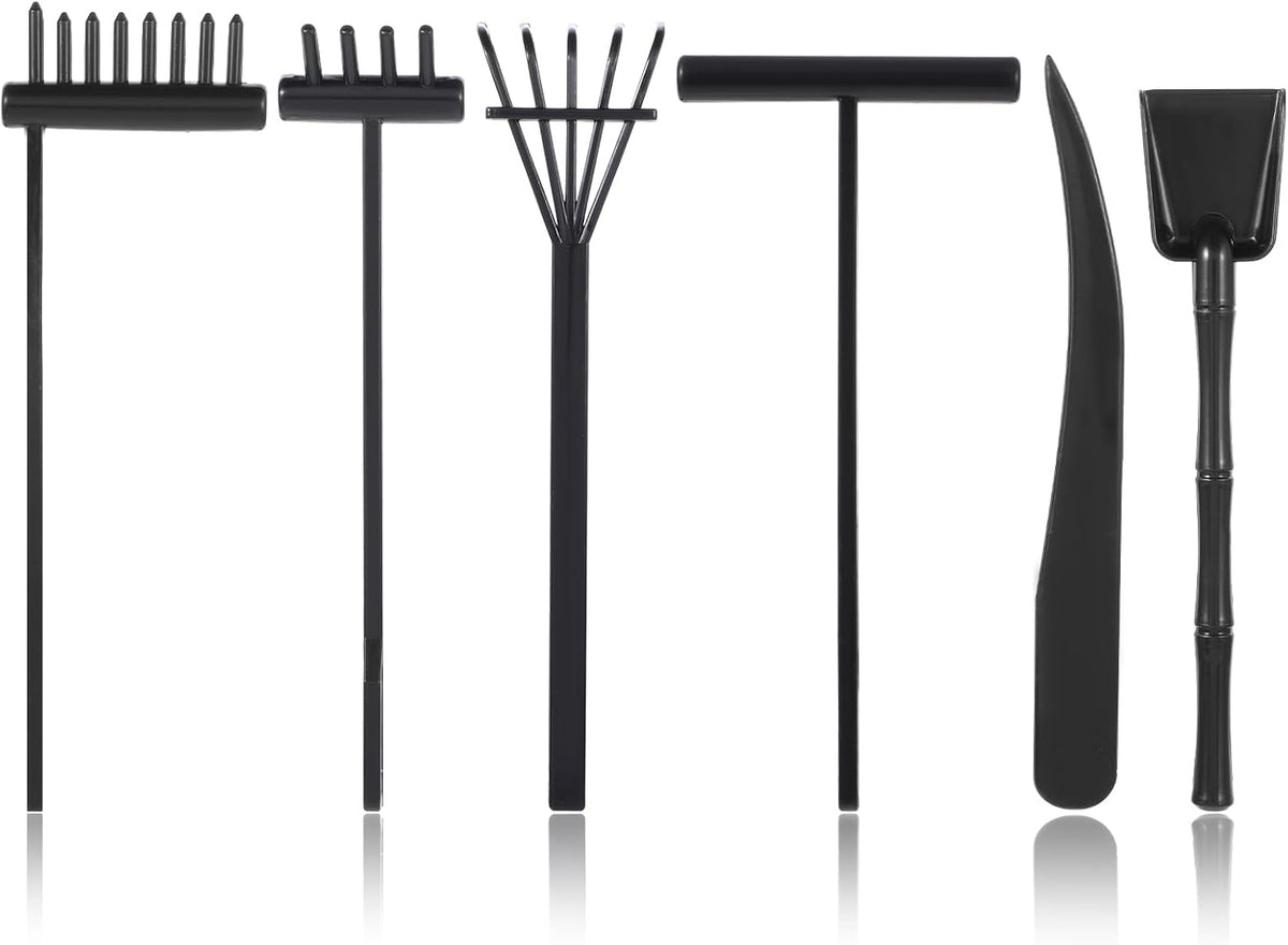 JJUNW Mini Zen Garden Kit, 6 Pcs Zen Garden Rake Tools Sand Casting Kit, Sand Zen Garden, Meditation Accessories for Home Office Desk Garden Decor
