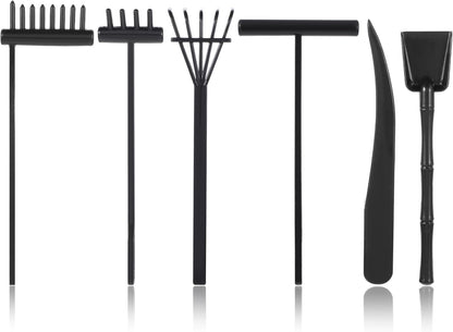 JJUNW Mini Zen Garden Kit, 6 Pcs Zen Garden Rake Tools Sand Casting Kit, Sand Zen Garden, Meditation Accessories for Home Office Desk Garden Decor