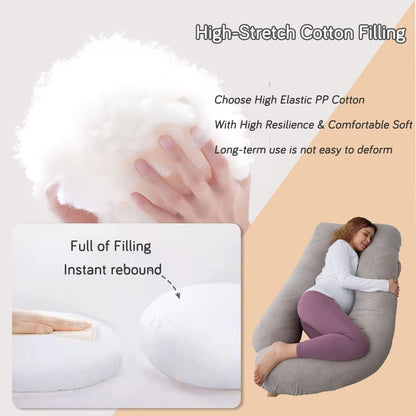 60 Inch Pregnancy Pillow for Sleeping, Extra Large U Shaped Body Pillow, Maternity Pillow for Pregnant Women with Velvet Cover (Dark Grey)