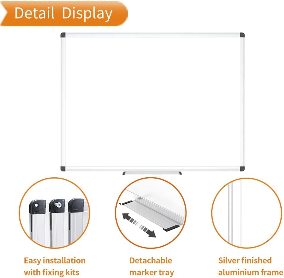 VIZ-PRO Magnetic Dry Erase Board, 36 X 24 Inches, Silver Aluminium Frame