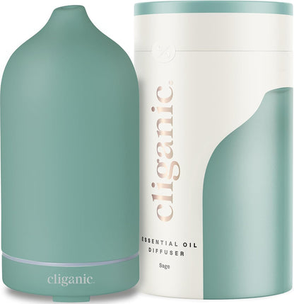 Cliganic Ceramic Diffuser (White), 100ml Ultrasonic for Essential Oils Aromatherapy, Home & Office