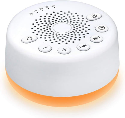 Easysleep Sound White Noise Machine with 25 Soothing Sounds and Night Lights with Memory Function 32 Levels of Volume and 5 Sleep Timer Powered by AC or USB for Sleeping Relaxation (Wood)