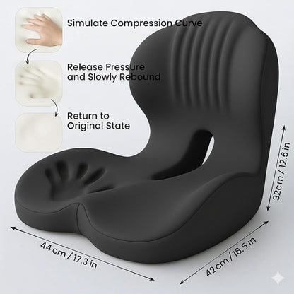 Ergonomic L-Shaped Memory Foam Seat Cushion with Lumbar Support, Designed to Help Relieve Tailbone, Coccyx & Lower Back Pain for Office,Truck, Car & Travel (Black)