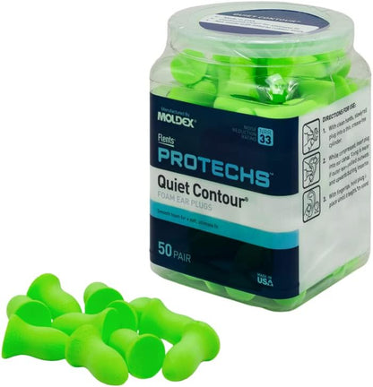 Flents Protechs Foam Ear Plugs, 10 Pair with case Sleeping, Snoring, Loud Noise, Traveling, Concerts, Construction, Studying, Work, Shooting, NRR 33, Noise Cancelling, Green, Made in the USA