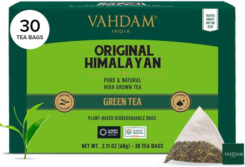 VAHDAM Organic Turmeric Ginger Herbal Tea Bags (100 Pyramid Tea Bags) Caffeine Free, Non GMO | 100% Pure Herbal Blend - Savory & Spicy, Plant-Based Teabags | Resealable Ziplock Pouch