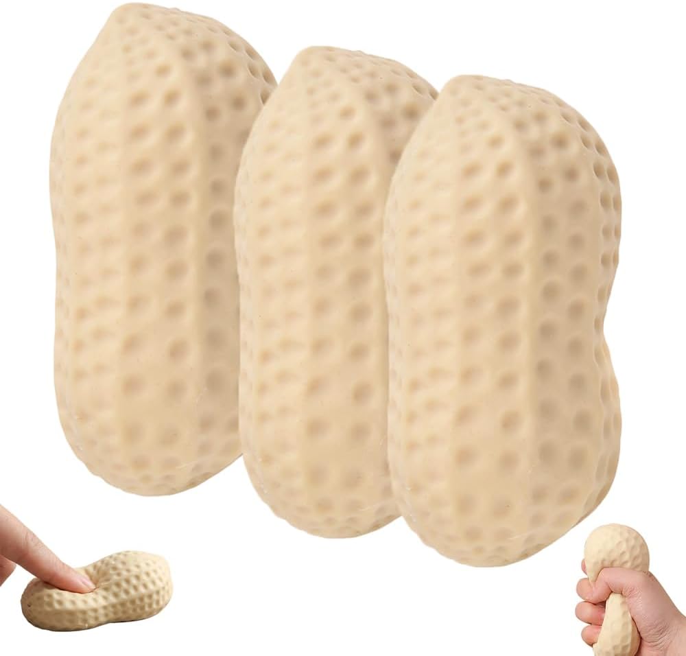 Peanut Shape Stress Relief Ball Soft Squeeze Fidget, TPR Anxiety Relief Hand Grip Decompression Ball for Office Desk Focus Relaxation Portable (1pc)