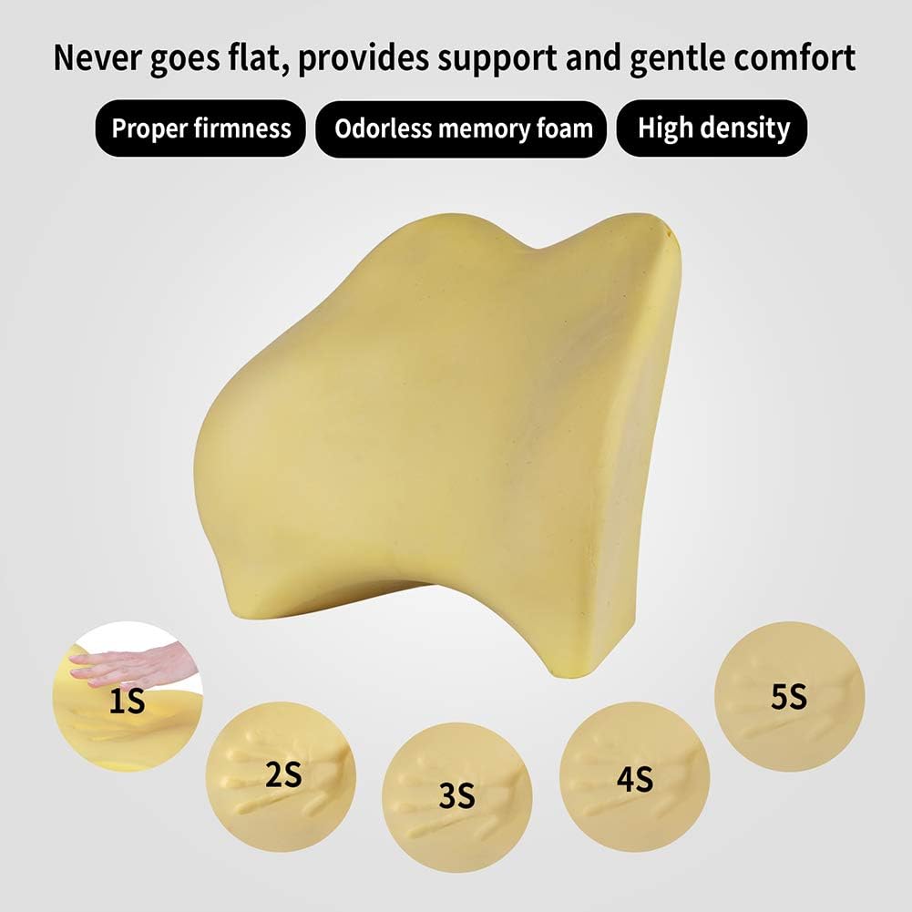 Memory Foam Lumbar Support Pillow for Car - Lower Back Support Cushion for Driving, Back Pain Relief for Car Seat, Office Chair, Wheelchair (Gray)