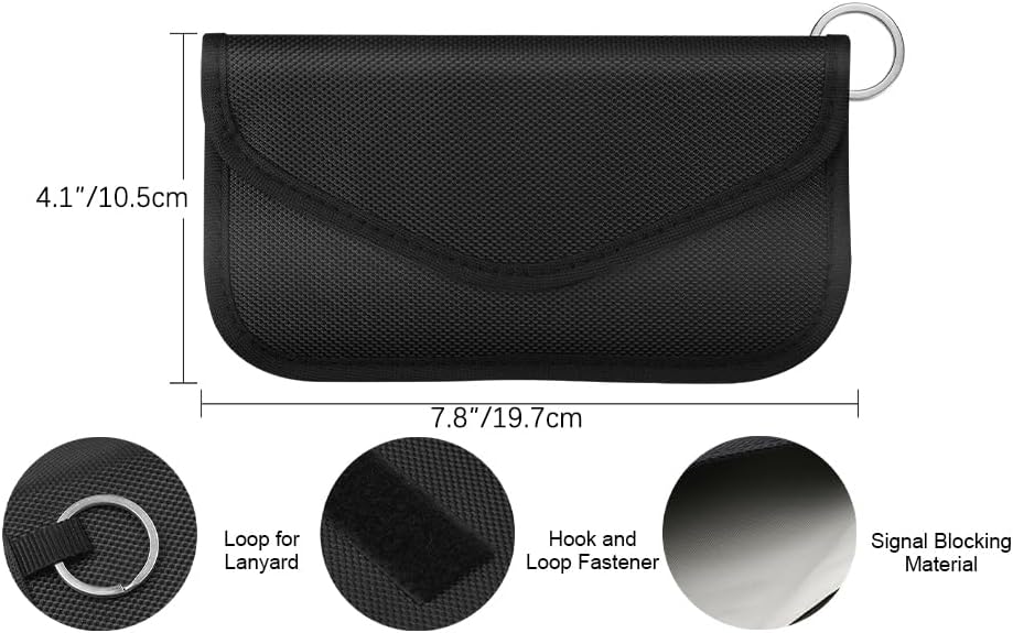 Faraday Bag for Phones & Car Keys - Signal Blocker Faraday Pouch for RFID, GPS, WiFi, Anti-Theft Key Fob Case, Anti-Tracking Privacy Protection (2 Packs)
