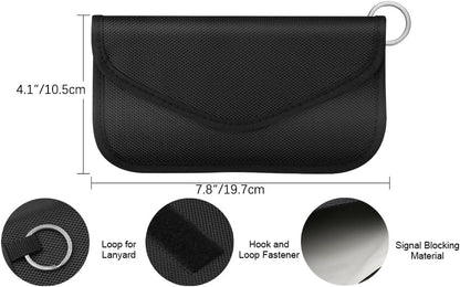 Faraday Bag for Phones & Car Keys - Signal Blocker Faraday Pouch for RFID, GPS, WiFi, Anti-Theft Key Fob Case, Anti-Tracking Privacy Protection (2 Packs)