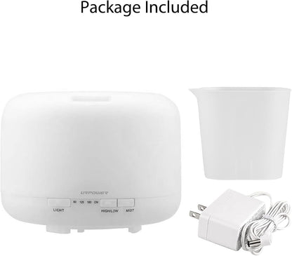 URPOWER 500ml Aromatherapy Essential Oil Diffuser Humidifier Room Decor Lighting with 4 Timer Settings, 7 LED Color Changing Lamp and Waterless Auto Shut-Off