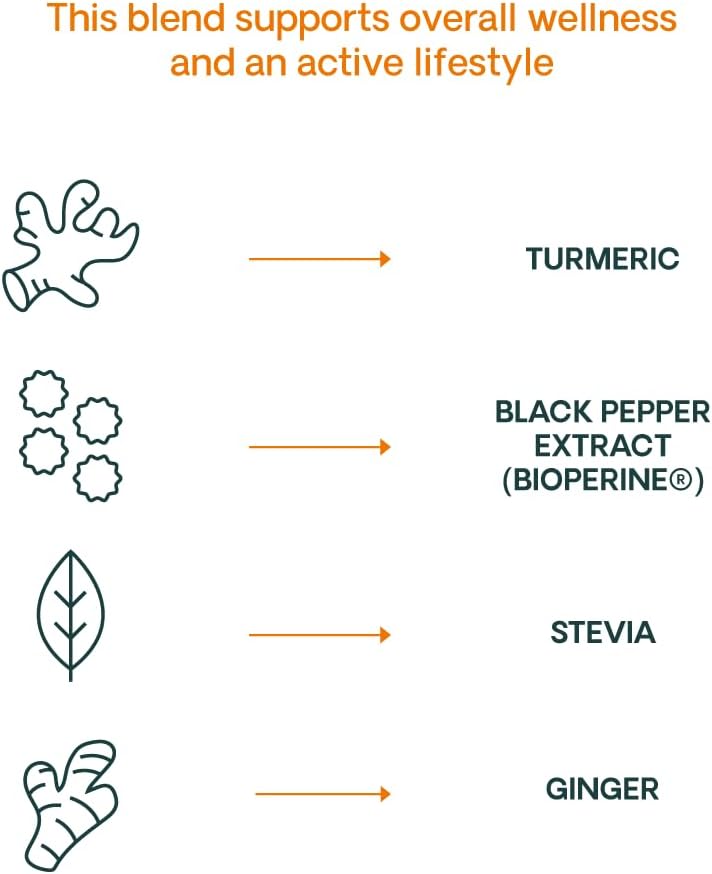 JESSICA WELLNESS Magical Turmeric Tea | Turmeric Powder Blend with Ginger, Black Pepper & Stevia | Turmeric Tea Drink Mix | Curcumin & Ginger Blend | 3.5 oz