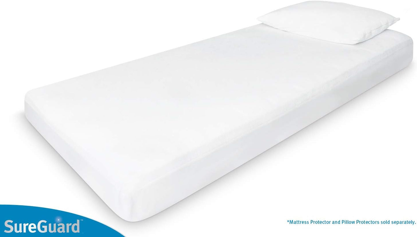 SureGuard Queen Size Mattress Protector - 100% Waterproof, Hypoallergenic - Premium Fitted Cotton Terry Cover White