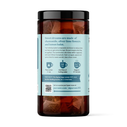 Paromi Chamomile Lavender Rooibos Organic Tea, Signature Jar, 15 Count