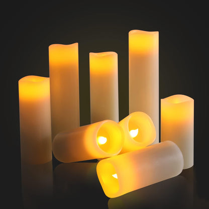 2PACK Outdoor Plastic flameless Candles with Remote Control and Timer, LED Flickering Battery Operated Electric Pillar Candles (D3 xH5.5) for Camping, Weddings, Home Decoration