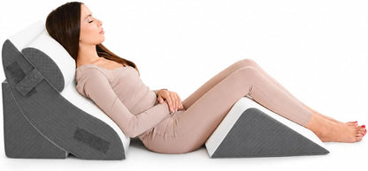 Kolbs Bed Wedge Pillow for Sleep Apnea, FSA Eligible Acid Reflux, and Back Pain Relief, with Chic Jacquard Cover - Headboard Wedges for Sleeping (5" Gentle Incline)