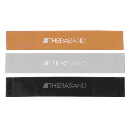 THERABAND Resistance Band Loop Set of 3, Exercise, 12", Black/Silver/Gold