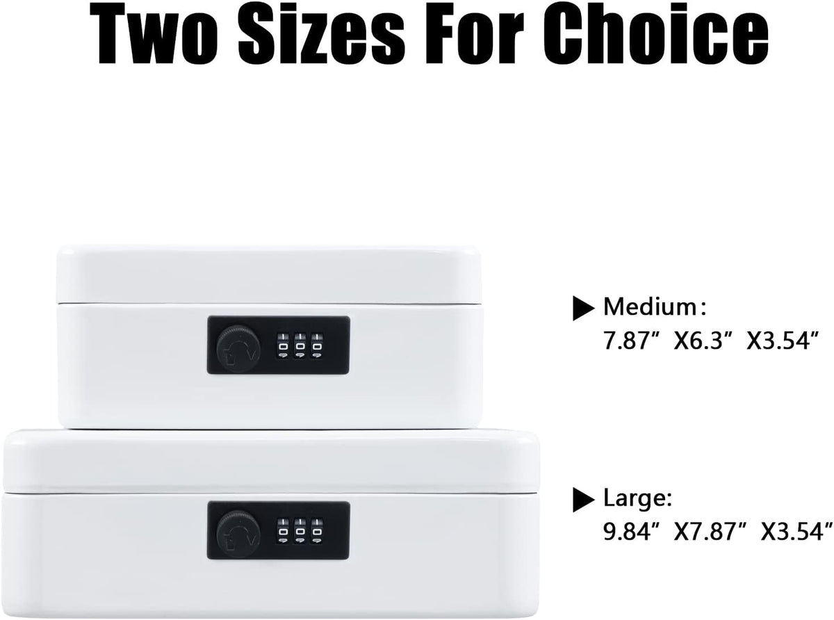 KYODOLED Small Cash Box with Combination Lock & Removable Money Tray, Black