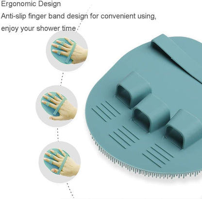 2 Pack Soft Silicone Shower Brush, Body & Face & Short Hair Wash, Bath Exfoliating Skin Massage Scrubber, Dry Skin Brushing Glove Loofah, Fit for Sensitive and All Kinds of Skin (PeonyPink+Green)