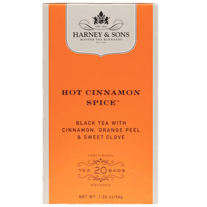 Harney & Sons Black Tea Bags, Hot Cinnamon Spice, 20 Count