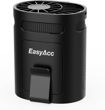 EasyAcc Portable Waist Fan, 4-in-1 Wearable Personal Fan with Dual Clip, Neck Fan & Desk Fan, 4 Speeds Powerful Turbo Airflow, Rechargeable USB-C Belt Fan for Outdoor Work, Camping, Travel