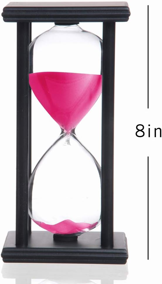 Hourglass 60 Minutes White Sand Timer, Black Wooden Frame Sandglass