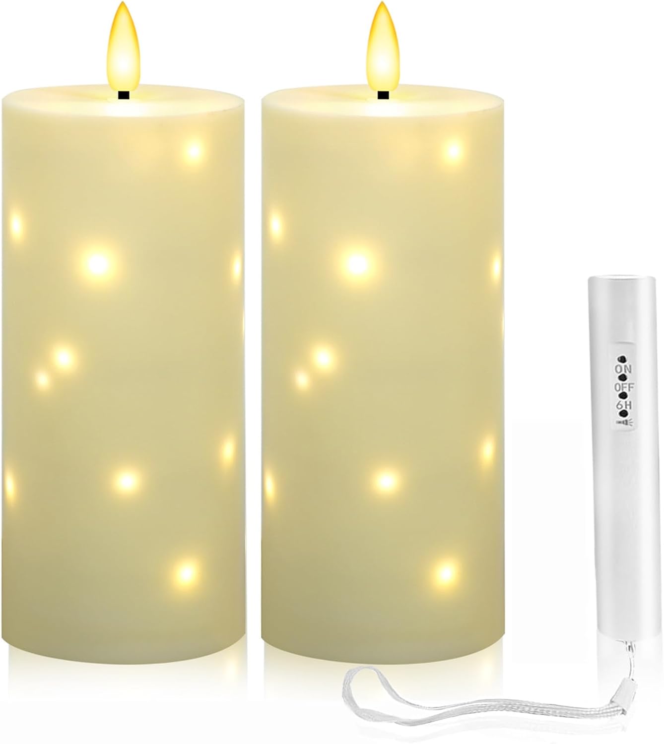 YOROXRG Set of 24 Waterproof Outdoor Flameless Candles, LED Candles with 4 Remote and Timer,(H 4" 5" 6" x D 2.2"),for Christmas,Halloween,Wedding,Festival