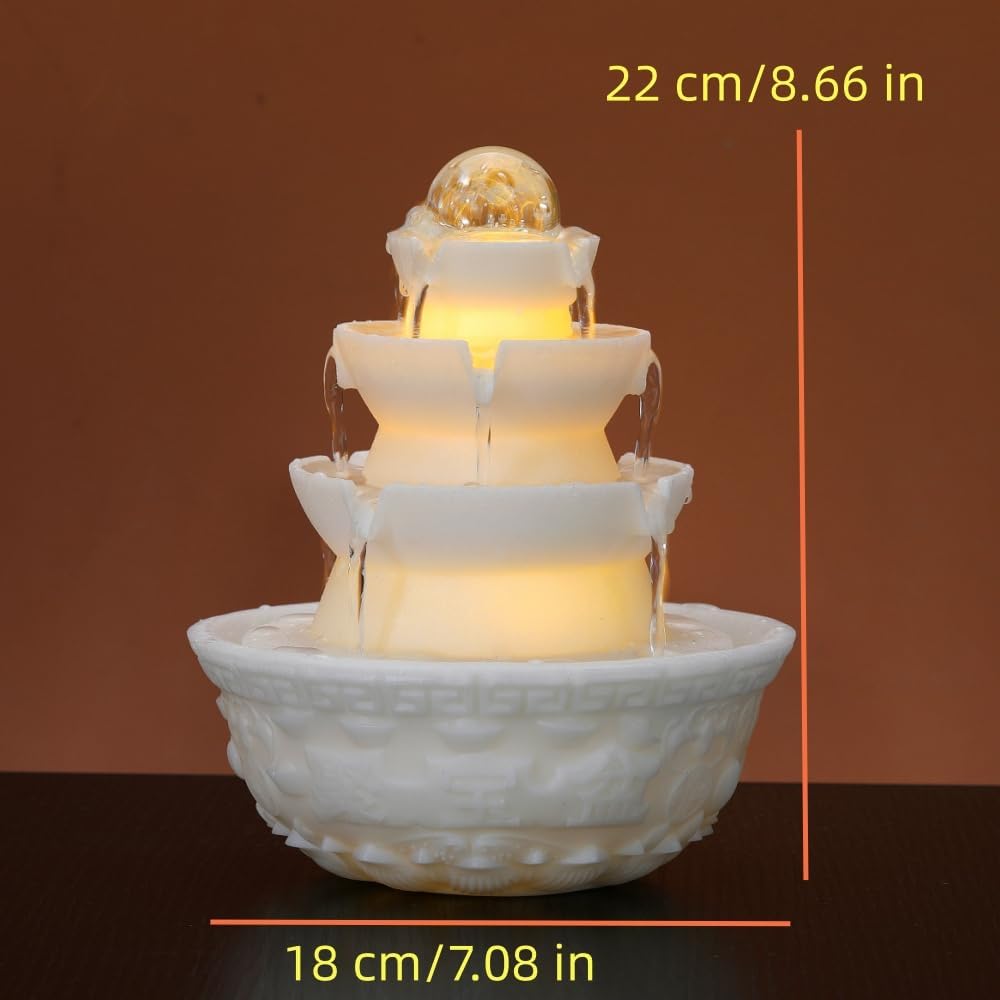 Tabletop Water Fountain - Desktop Waterfall Fountain Indoor Tabletop Humidifiers Home Decoration for Office, Living Room, or Bedroom