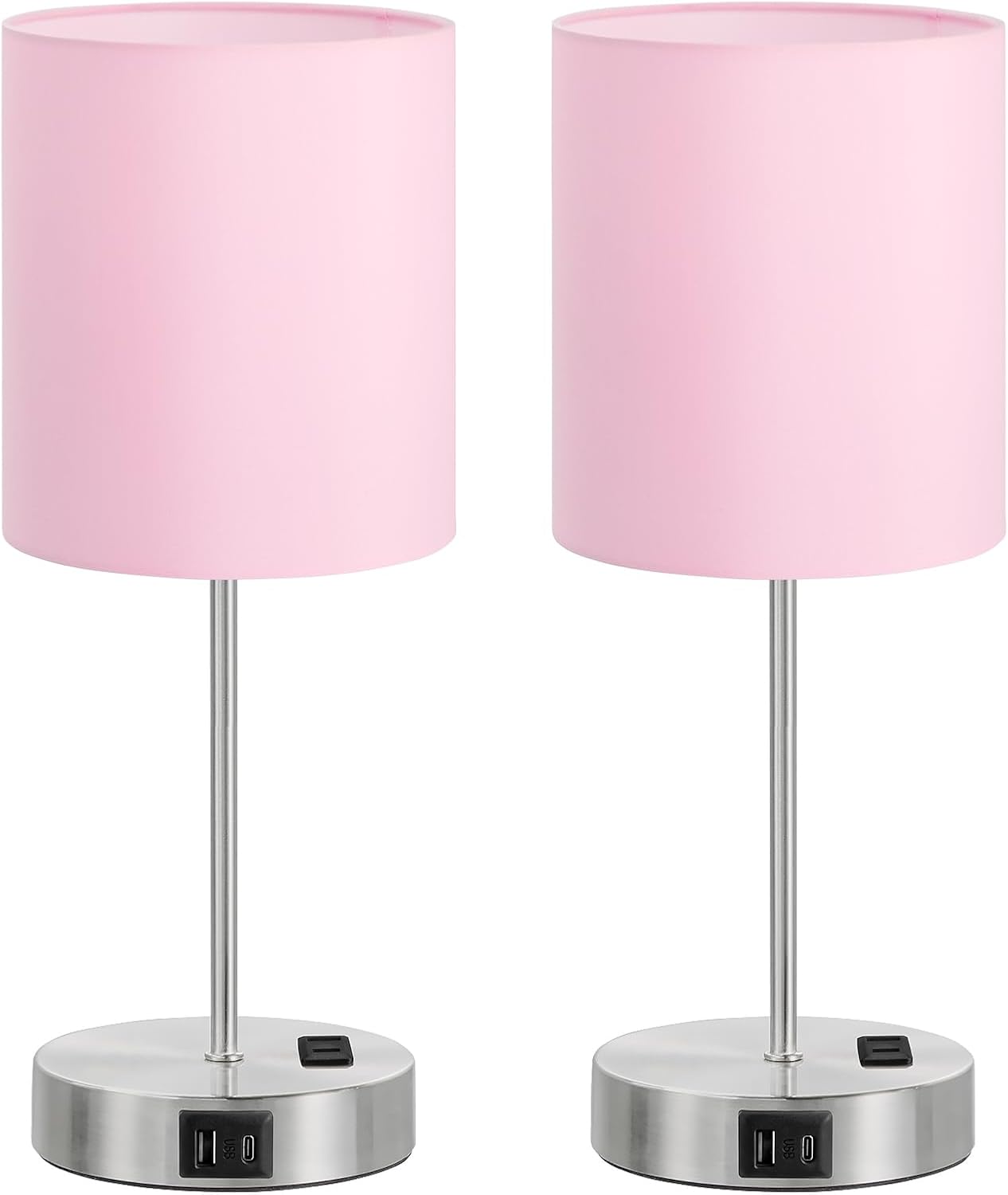 Blue Touch Lamps for Nightstand Set of 2 - Bedside Table Lamp for Bedroom with Dual USB Ports & AC Outlet, 3-Way Dimmable Lamps for Living Room Boys Room, Night Light with 5000K Daylight Bulbs