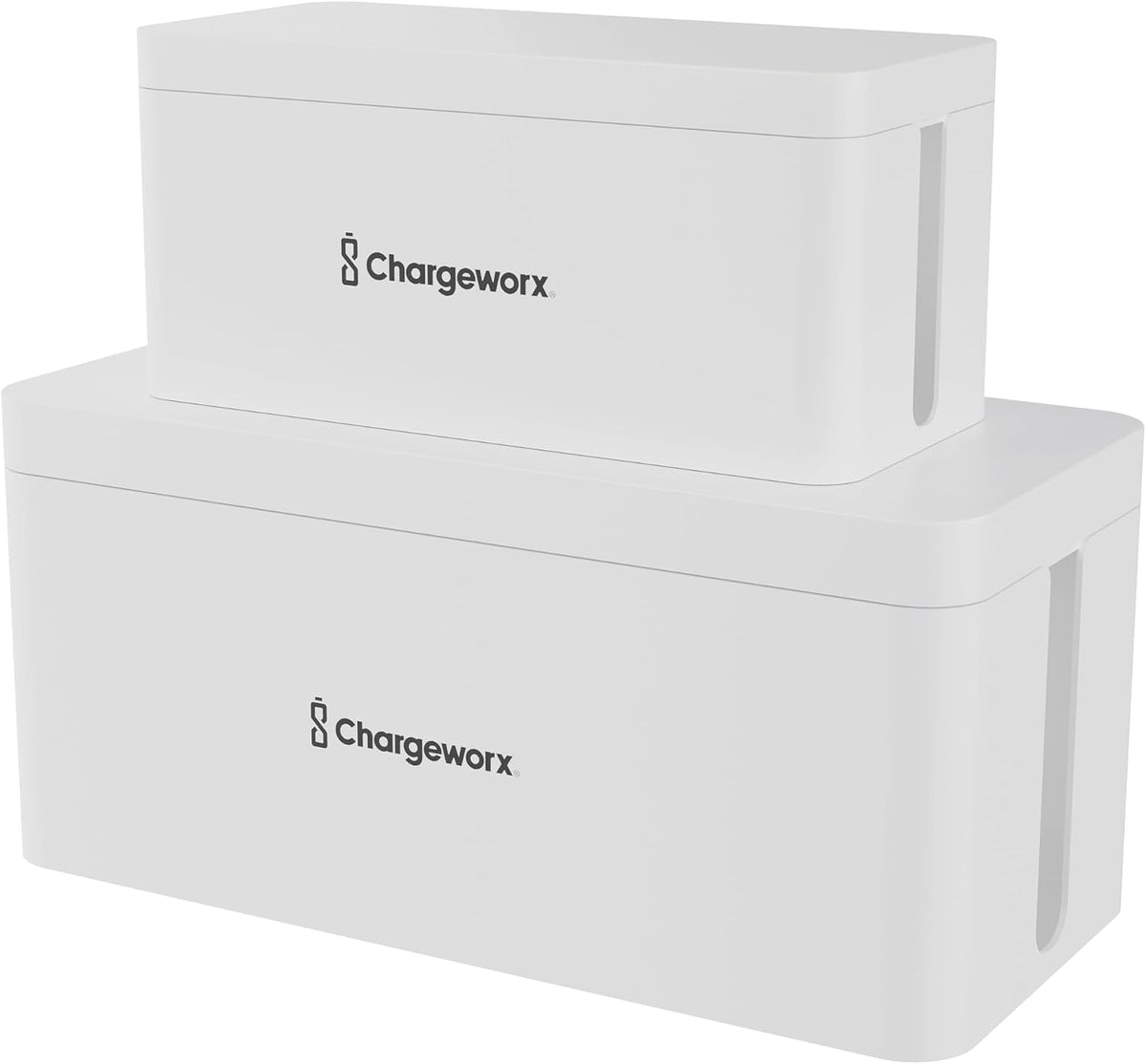 Cable Management Box, Extension Cord Hider, Power Strip Box, White, 2 Pack