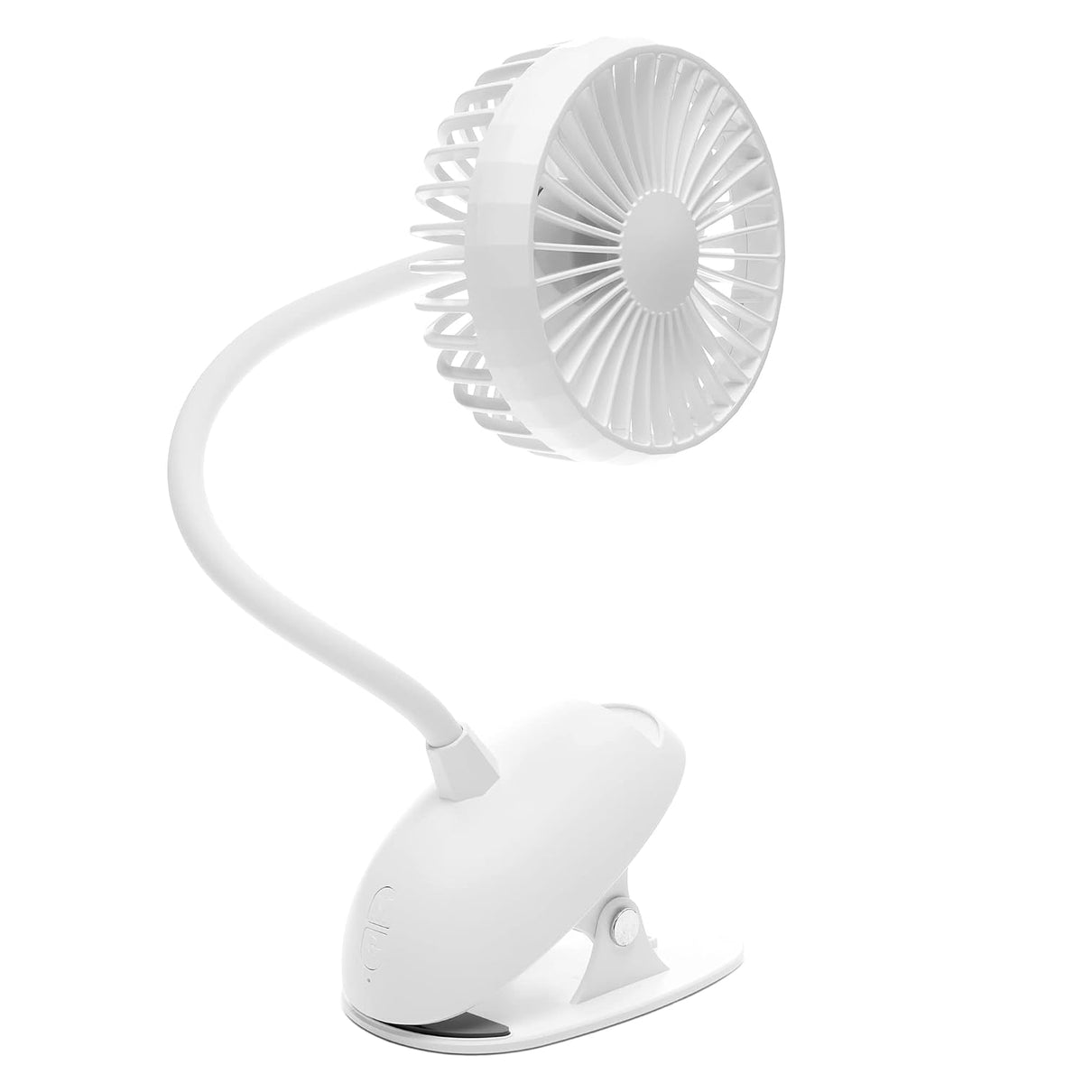 O2COOL Rechargeable USB Battery Clip Fan with Gooseneck 3-Speed
